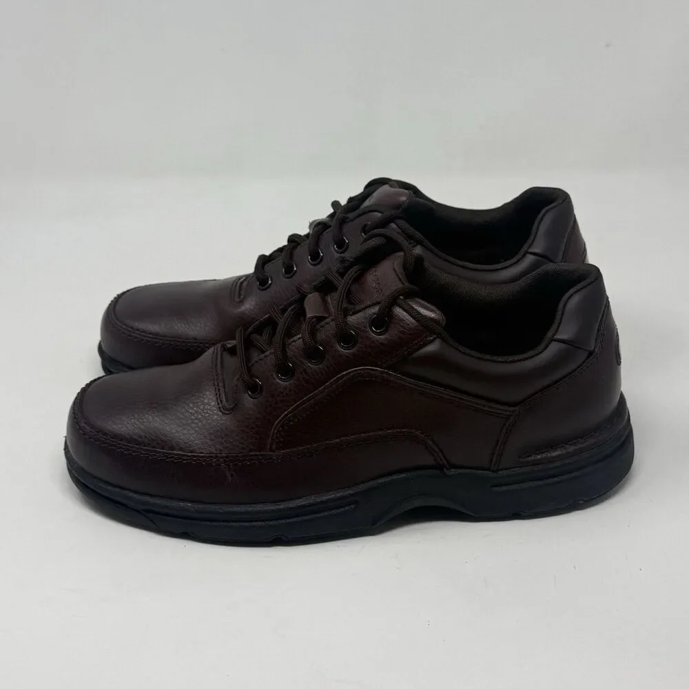 Rockport Ridgefield Eureka Walking Shoes Mens 8 M Brown Leather Casual Comfort